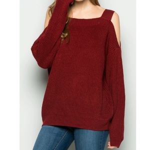 blu pepper cold shoulder sweater